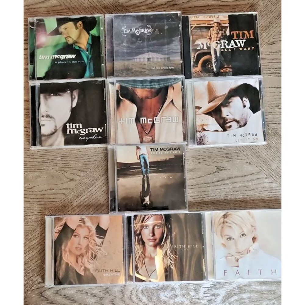 Country Music CD Lot 7 Tim McGraw & 3 Faith Hill-Total of 10 CDS